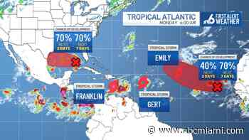 Tropical Storm Gert forms in the Atlantic as forecasters keep an eye on Franklin and Emily