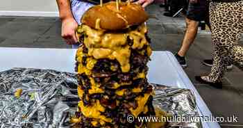 First 'normal human being' completes gut-busting 20-patty burger challenge in Hull's Trinity Market