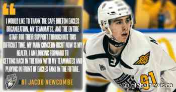 Cape Breton Eagles forward Jacob Newcombe diagnosed with non-Hodgkin’s lymphoma