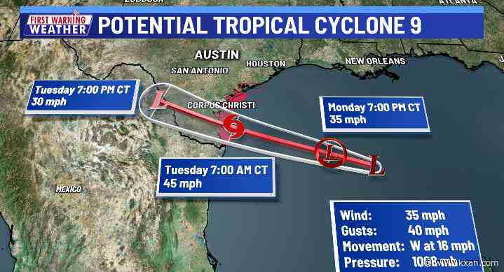 Tropical storm likely to make landfall in Texas Tuesday