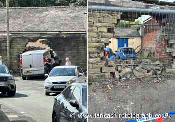 A van crashed into a wall in Westwood Street, Accrington