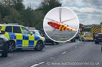 A41 crash near Kings Langley sees woman airlifted to hospital