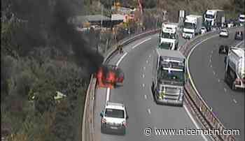 La circulation coupée dans les deux sens sur l'A8 à Menton en raison d'un véhicule en feu
