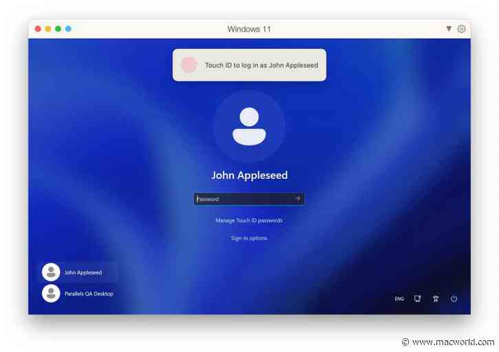 Parallels 19 lets you use Touch ID to log into Windows