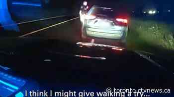 G2 driver tells police he'll walk home after being caught going double the speed limit in Markham, Ont.