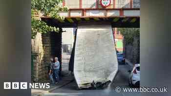 Lancashire trains cancelled after lorry hits railway bridge
