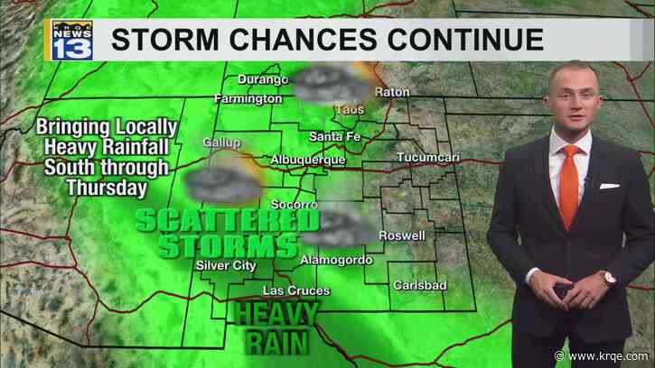 Tropical storm remnants bring rain to parts of New Mexico starting Wednesday