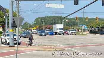 Part of Dam Neck Road near Red Mill area of Virginia Beach closed