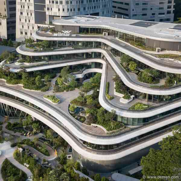 Eric Parry Architects staggers "cascade of garden terraces" down Singapore office block