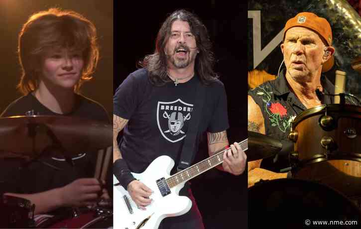 Watch Dave Grohl, Chad Smith and Shane Hawkins perform David Bowie, AC/DC and more rock classics at California pizza bar