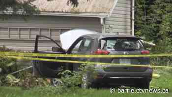 Car plows through shed, crashing into house in Vasey
