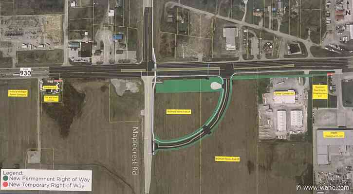 INDOT proposes new roadway to relieve traffic at intersection of State Road 930, Maplecrest Road