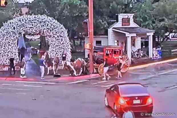 Horse-Drawn Carriage Slams Into Traffic Light In Downtown Jackson, WY
