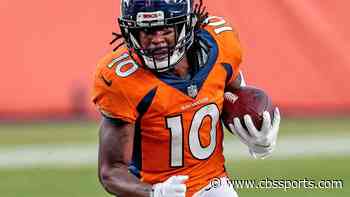 Broncos' Jerry Jeudy carted off field with hamstring injury as WR room takes another hit, per report