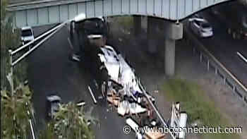I-84 West reopens after camper rollover in Waterbury