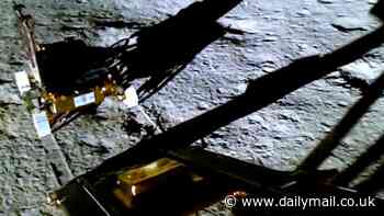 Watch the first EVER touchdown on the Moon's South Pole: Incredible video reveals the moment India's Chandrayaan-3 Rover rolled out onto the lunar surface