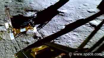 Watch Chandrayaan-3's Pragyan rover take its '1st steps' on the moon (video)