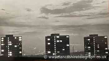 Blackburn at dusk and view of town skyline in the Sixties