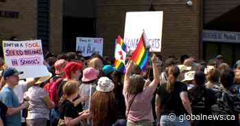 Protesters in Saskatoon calling for new pronoun and education policies to be scrapped