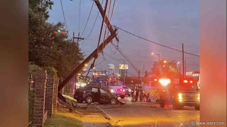 Vehicle versus electrical pole on College Drive at Perkins Road causes delays in morning commute