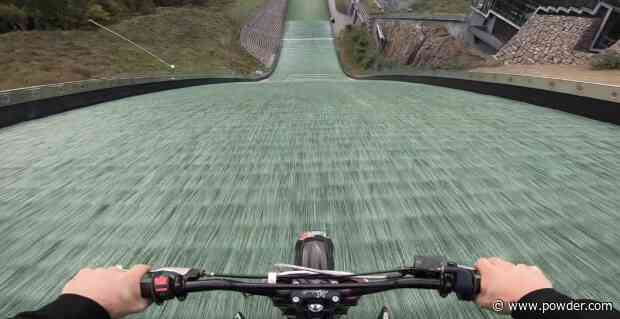 Dirt Biker Illegally Rides Down Steep Ski Jump