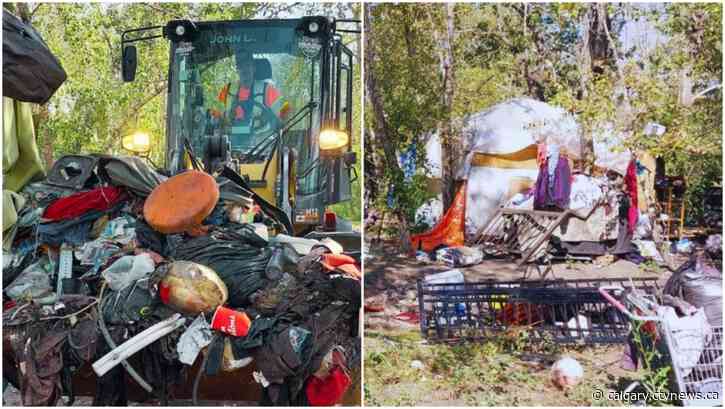 Calgary police dismantle large homeless encampment in city's southeast