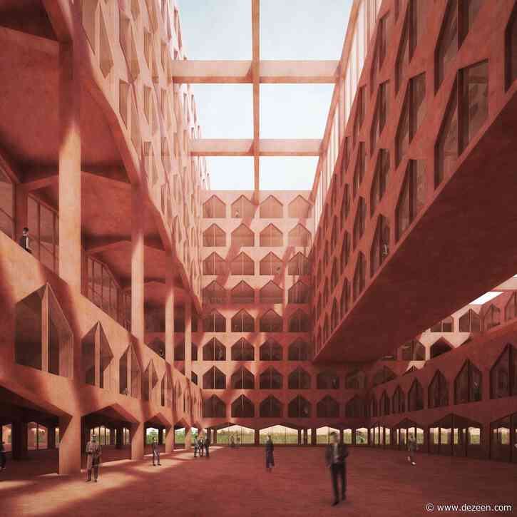 Neri&Hu reveals design for monumental red concrete factory for Chinese furniture brand