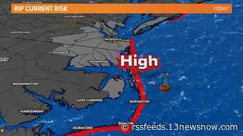 High rip current risk affecting Virginia and North Carolina coasts due to Hurricane Franklin