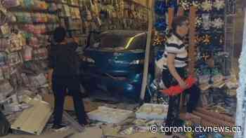 Video shows moments after car smashed through front windows of Mississauga dollar store