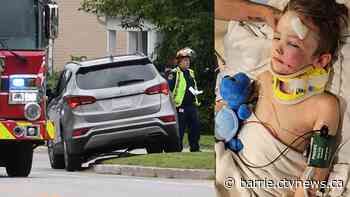 Six-year-old boy takes first steps since being hit by car in Orillia