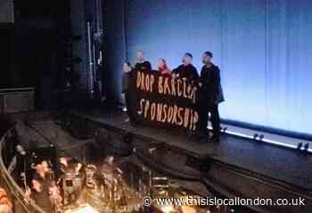 Activists protest Sadler's Wells Theatre links with Barclays