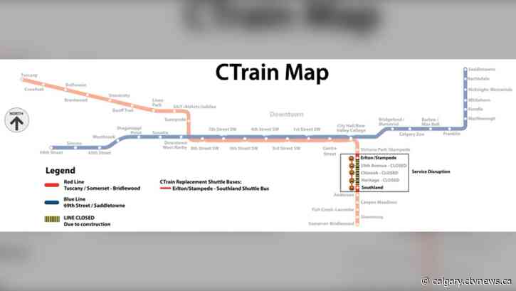 Red Line to south Calgary closed over long weekend for repairs and maintenance
