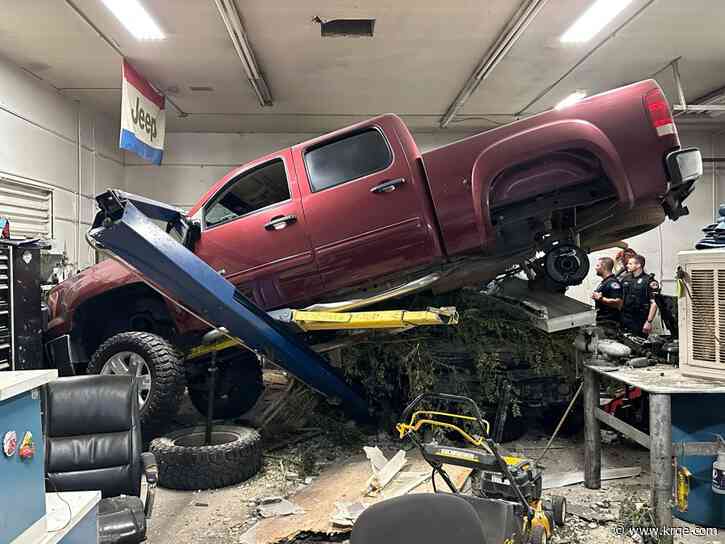 Albuquerque business in clean-up mode after car chase led to truck crashing into wall