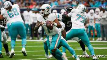 Keeping Dolphins QB Tua Tagovailoa upright will be tested vs. the Chargers