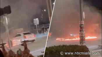 Video shows drivers circling ring of fire amid uptick in reckless driving across South Florida