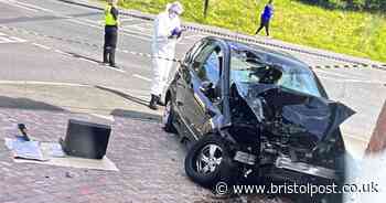 Two die after being hit by car which then crashed into house