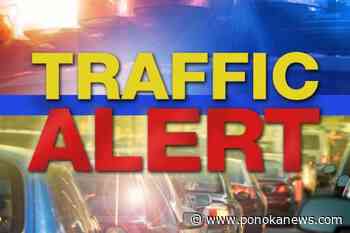 Overtuned semi slowing traffic on Highway 2 at Ponoka