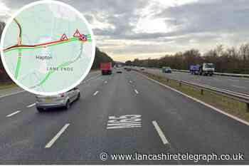 Delays on M65 between Hapton and Burnley after crash
