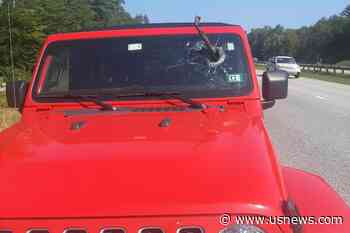 Metal Debris Strikes Car Windshield on Maine Highway and Comes Within Inches of Motorist's Face