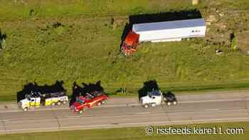 Enhanced warnings installed approaching I-35 construction zone near Faribault