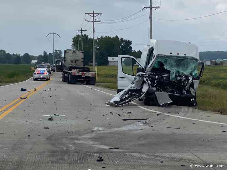 1 critical after crash with semi, van at Allen County intersection