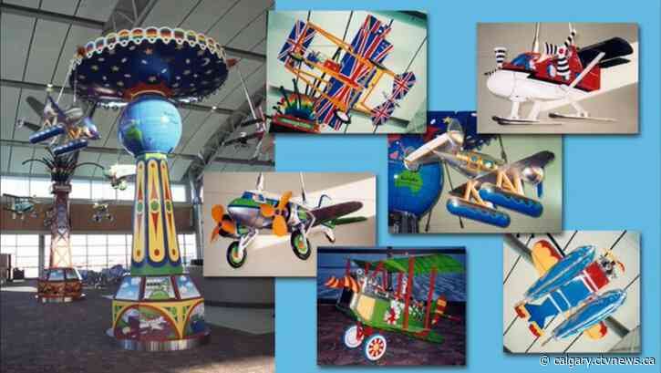 YYC art pieces now flying at Calgary's Hangar Flight Museum