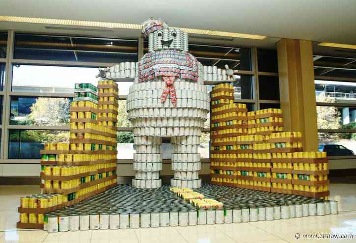 Architects will build larger-than-life sculptures from canned food tonight at Pentagon City mall