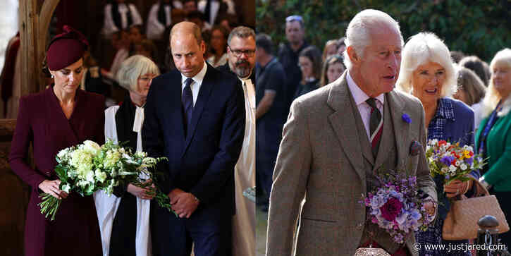 King, Queen, Prince & Princess of Wales Mark One Year Anniversary of Queen Elizabeth II's Passing At Two Locations