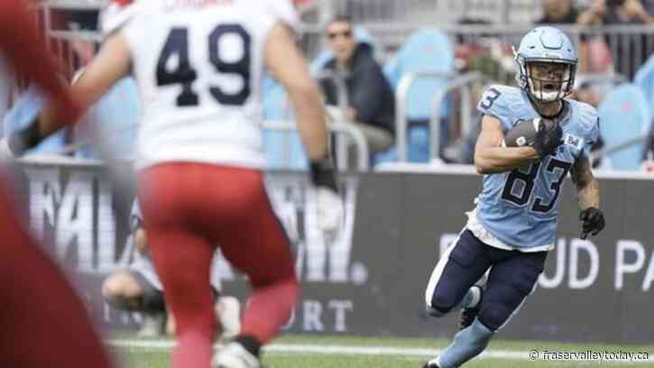 Ouellette rushes for two TDs, Argos cement playoff berth with win over Alouettes