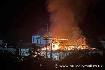 Dramatic fire seen filling the night sky on Humber bank