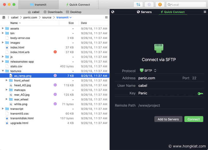 Transmit SFTP Client Keyboard Shortcuts