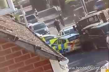 Footage shows military truck smashing several vehicles as onlookers left shocked