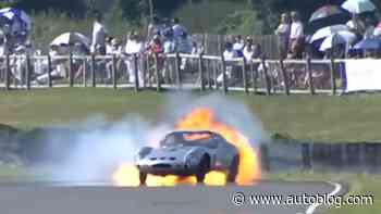 Ferrari 250 GTO blows its V12 in Goodwood race, small fireball ensues