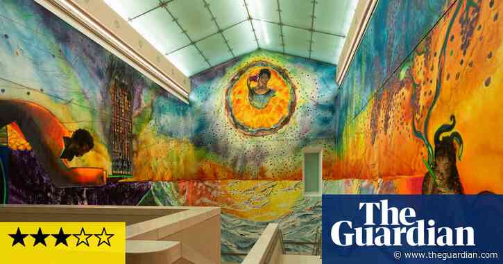 Chris Ofili: Requiem review – Grenfell Tower as a burning cage in an ocean of despair